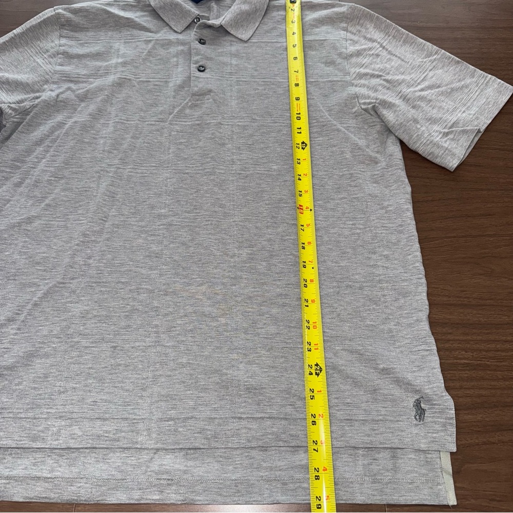 Polo Golf Ralph Lauren M Gray Textured Check Stripes Logo Button Polo Shirt - Picture 9 of 9
